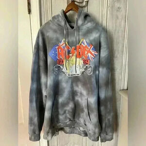 Oversized graphic AC/DC 1982 We Salute You European concert tour tydye hoodie XL